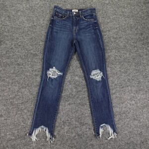 L'Agence Jeans Women's 25 Blue High Line Skinny High‎ Rise Distressed Raw Hem